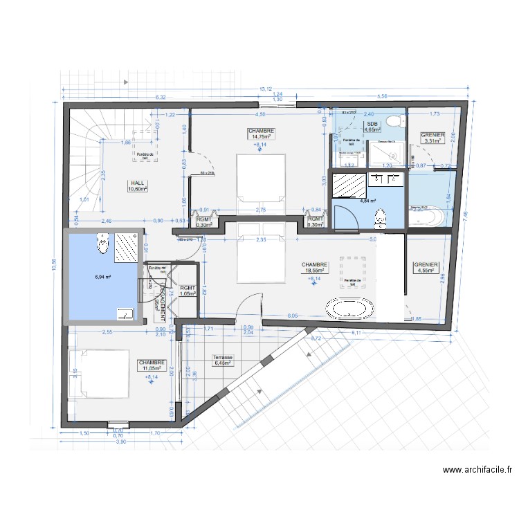 DERNIER MANDELIEU. Plan de 2 pièces et 12 m2