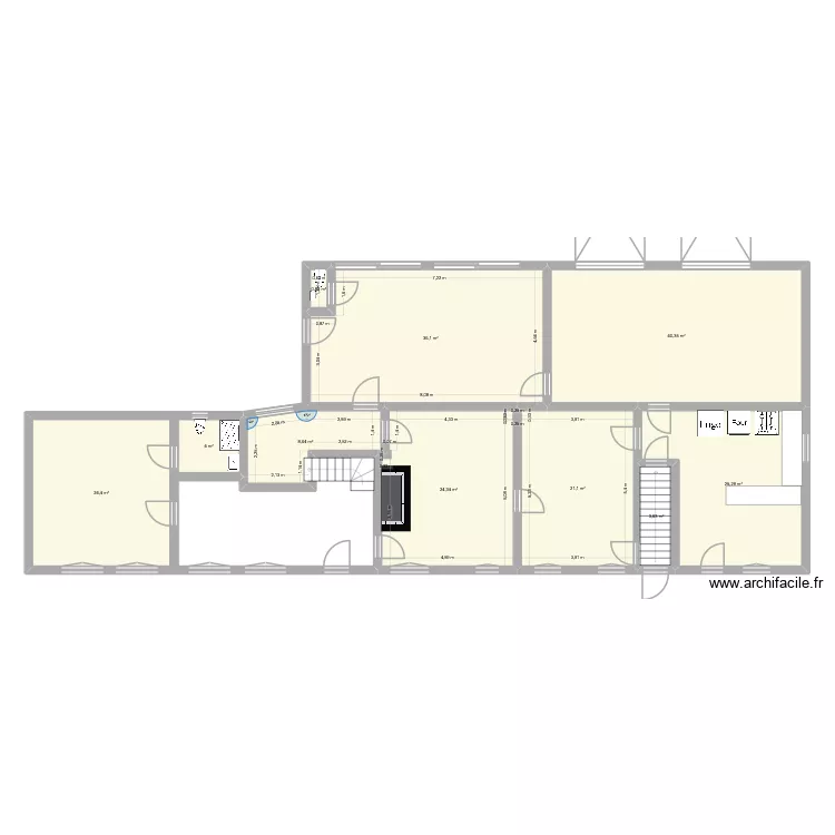 Corneuil Avant travaux. Plan de 10  et 189 m²