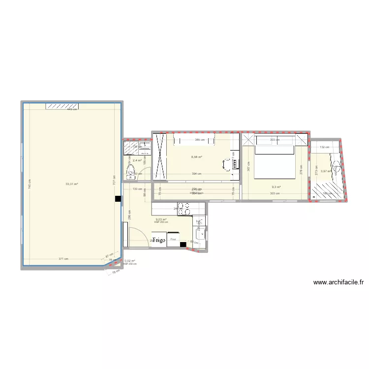 FAUBOURG TEMPLE cuisine. Plan de 