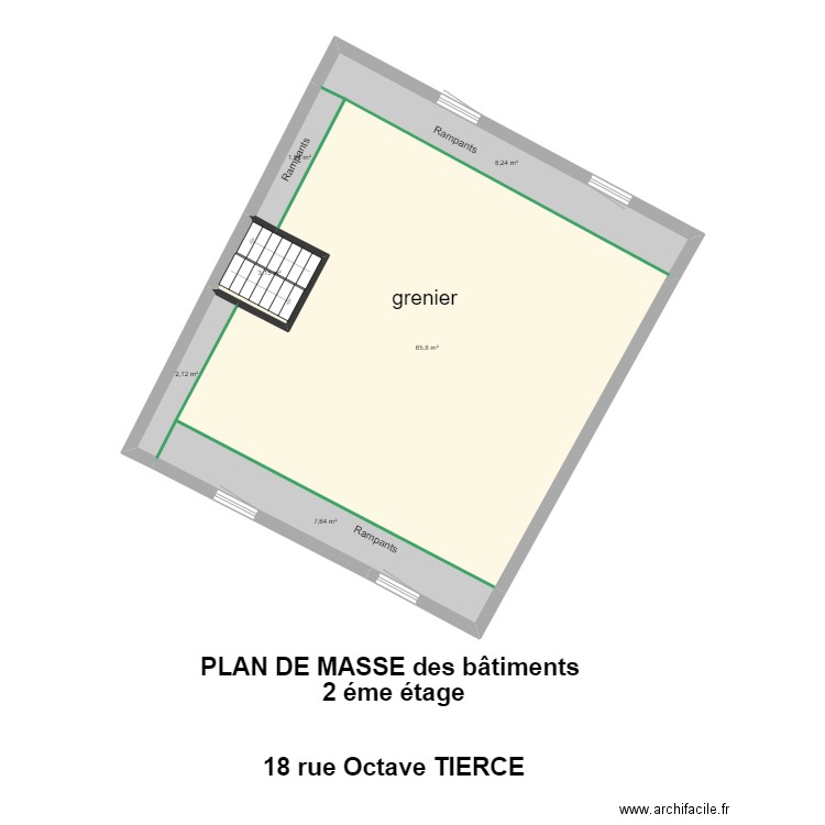 octave tierce PLAN DE MASSE des bâtiments 2 eme étage  . Plan de 6 pièces et 89 m2