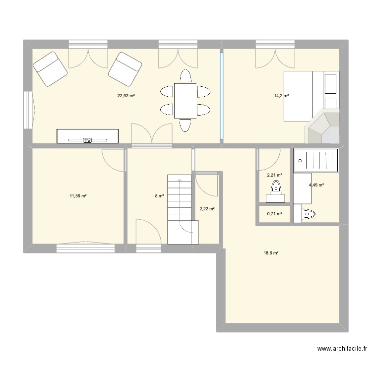 LaesAuthieux_V2. Plan de 9 pièces et 85 m2