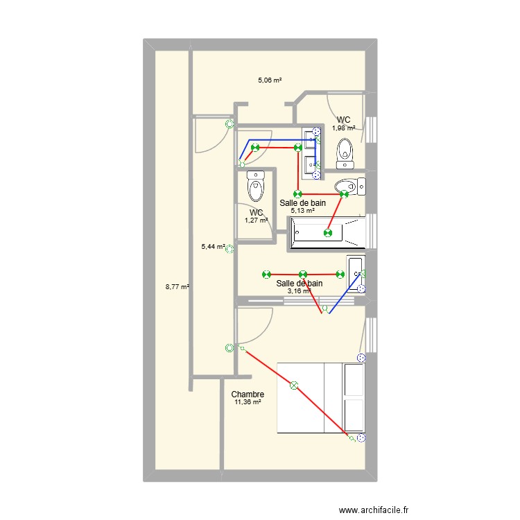 Lagrange. Plan de 8 pièces et 42 m2