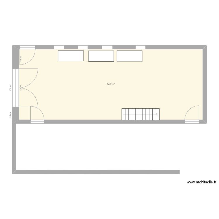 maison du coin. Plan de 1 pièce et 65 m2