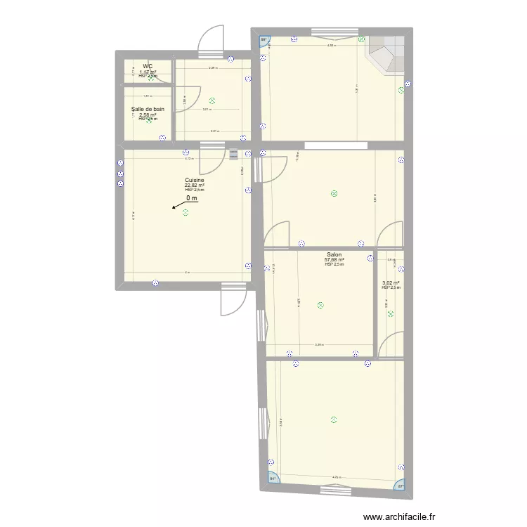 maison. Plan de 5  et 92 m²