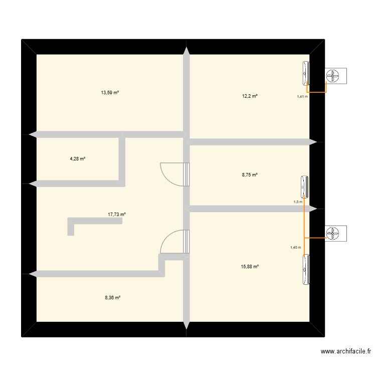 PLAN rdc CLIMATISATION 1. Plan de 7 pièces et 81 m2