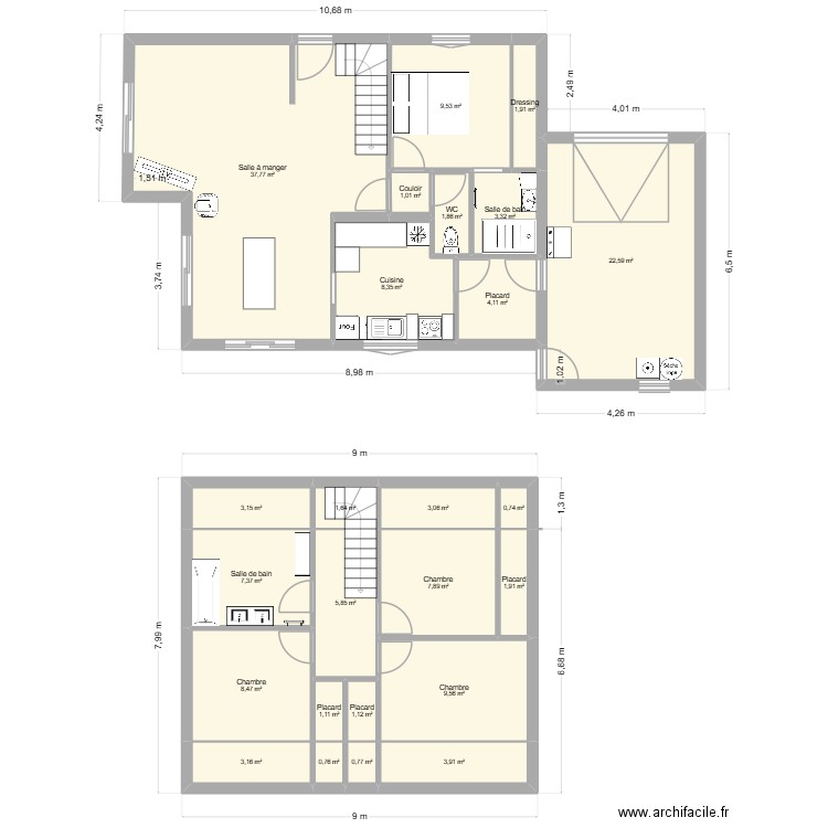 gouesnach jch. Plan de 25 pièces et 151 m2