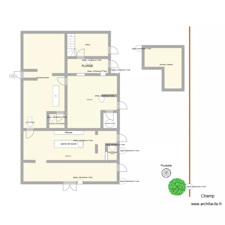chinco plan lutte. Plan de 8  et 147 m²