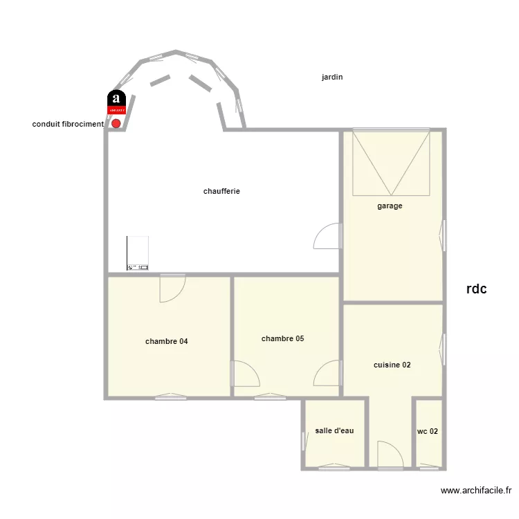 grivet rdc am. Plan de 6  et 61 m²