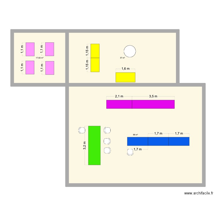 reserve. Plan de 3 pièces et 143 m2
