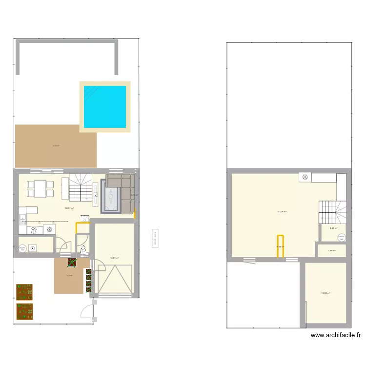 Maison 2. Plan de 8 et 114 m² Maison 2. Plan de 8 et 114 m²