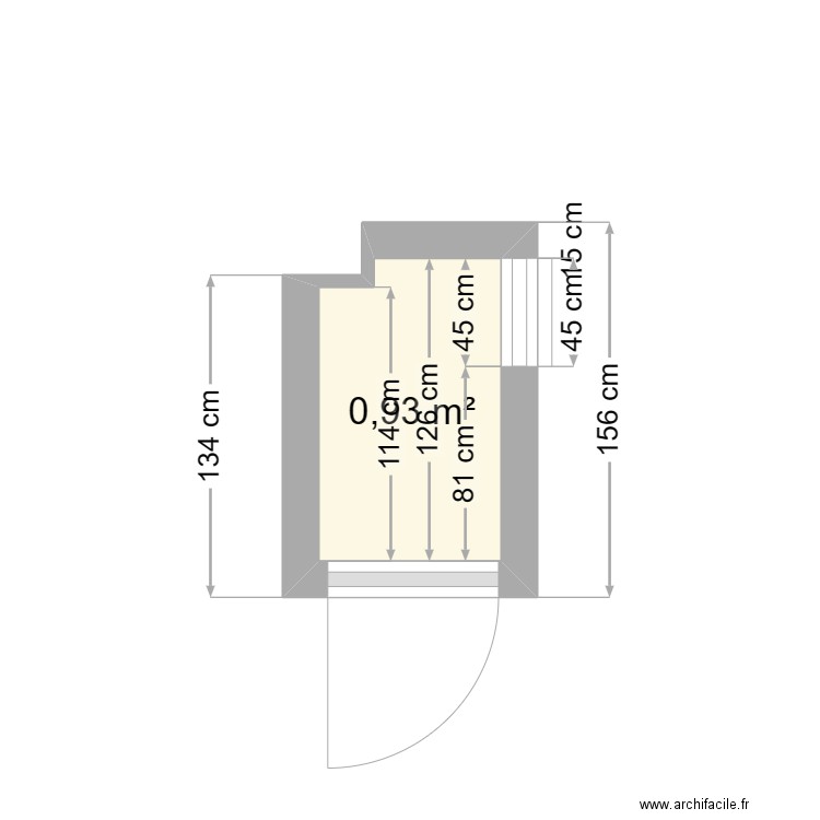 20231112-Relevé toilette bas. Plan de 1 pièce et 1 m2