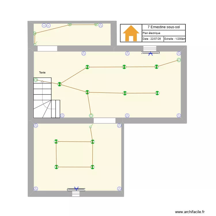 7 Ernestine sous-sol - ELEC. Plan de 3  et 36 m²