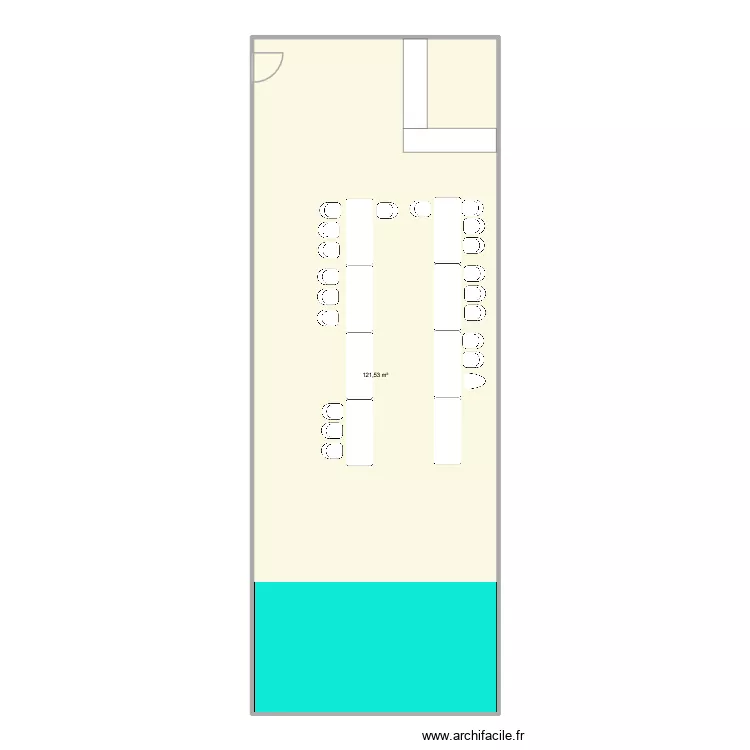 salle des f&ecirc;tes Dury. Plan de 1  et 122 m²
