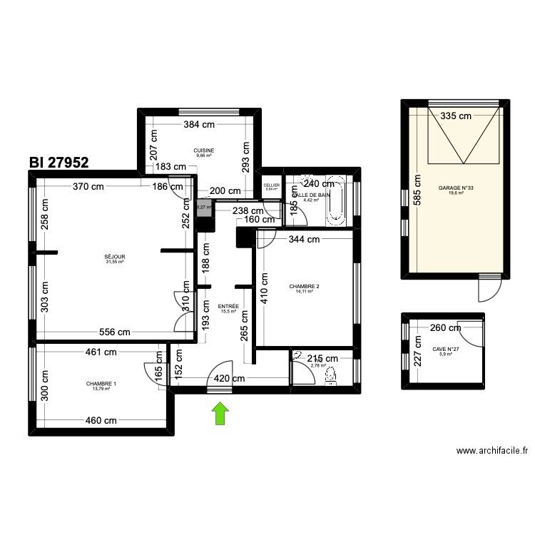 BI 27952. Plan de 13 pièces et 119 m2