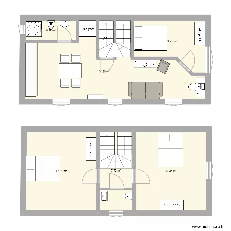 Plan 117 - R+2 R+3. Plan de 7 et 84 m² Plan 117 - R+2 R+3. Plan de 7 et 84 m²