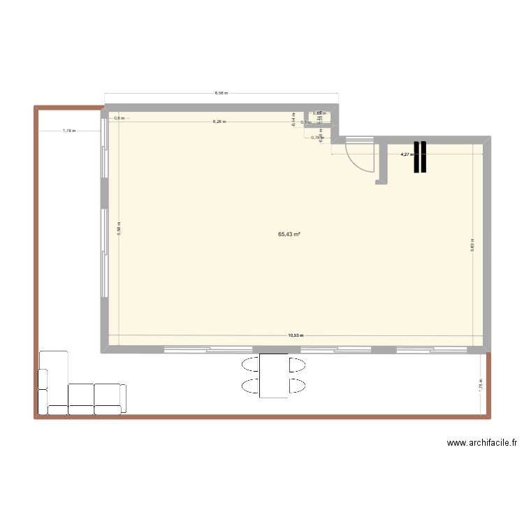 IMMEUBLE RUSSE PLAN BASE. Plan de 1 pièce et 65 m2