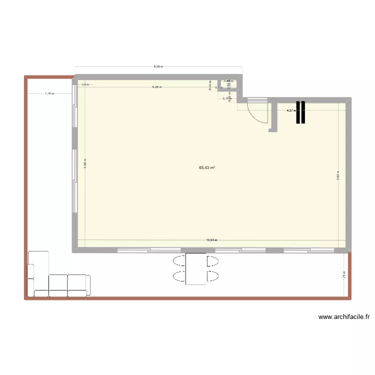 IMMEUBLE RUSSE PLAN BASE. Plan de 1 pièce et 65 m²