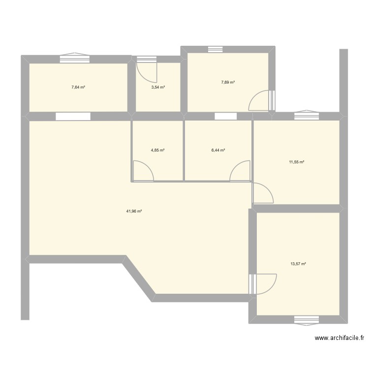 Plan actuel Hameau V0. Plan de 8 pièces et 97 m2