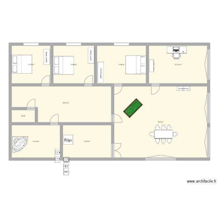 plan 2028. Plan de 9 pièces et 195 m2