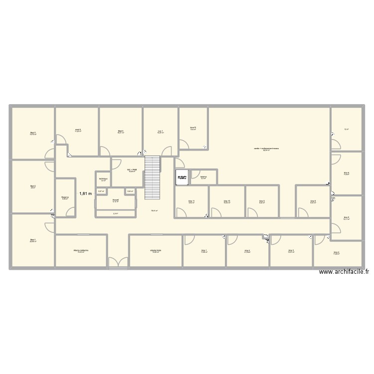rdc kinat2.0. Plan de 42 pièces et 636 m2