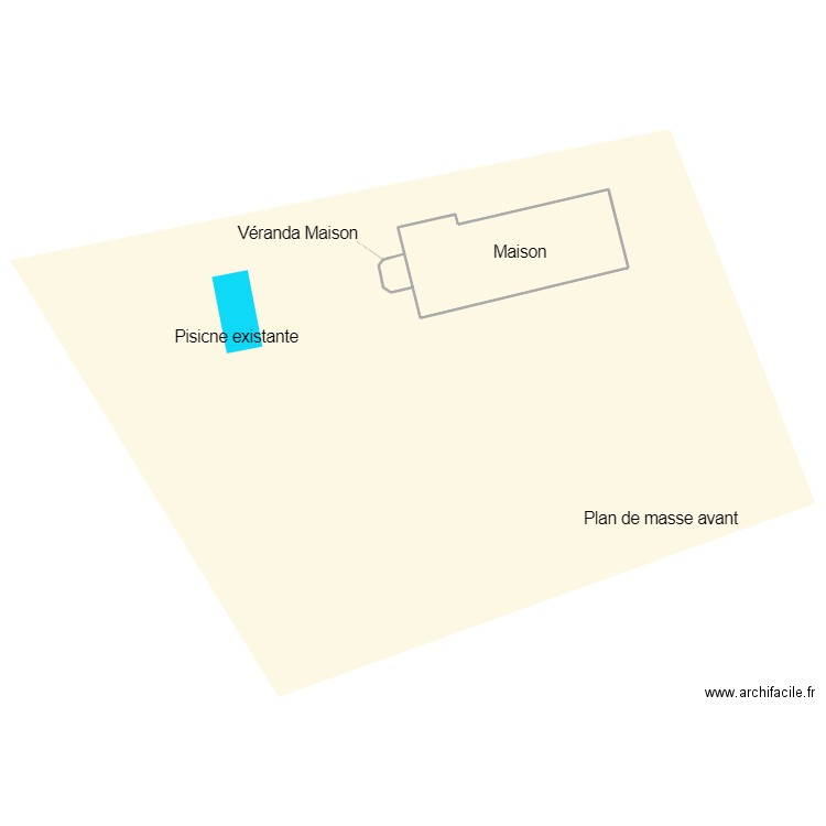 Plan de masse avant travaux taille cadastre. Plan de 1 pièce et 166 m2