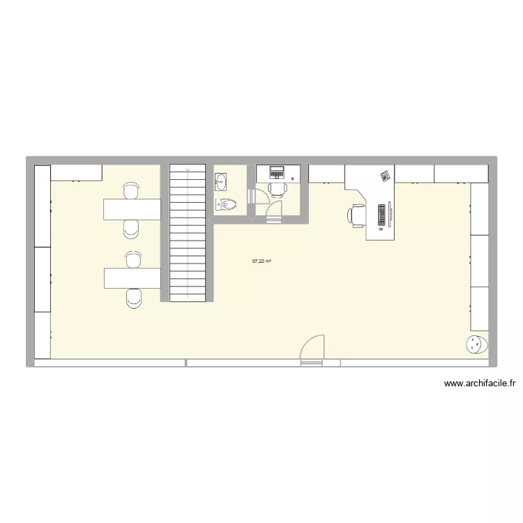 adam et elles. Plan de 1 pièce et 97 m²