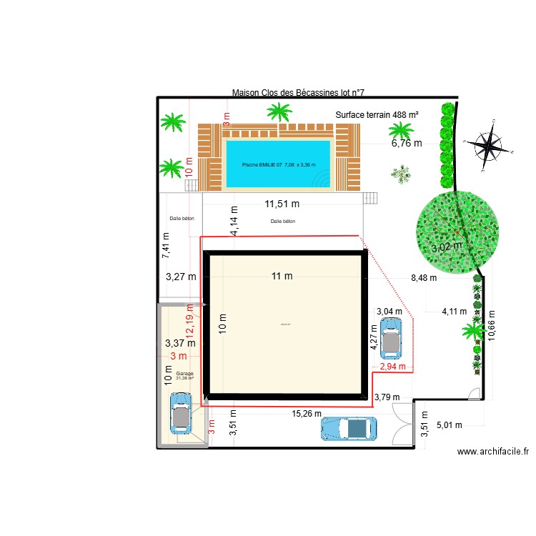 Maison Clos Bécassines garage GAUCHE. Plan de 2 pièces et 142 m2