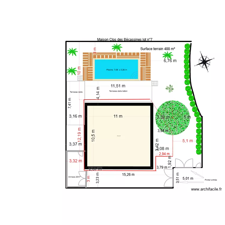 Maison Clos B&eacute;cassines garage GAUCHE. Plan de 