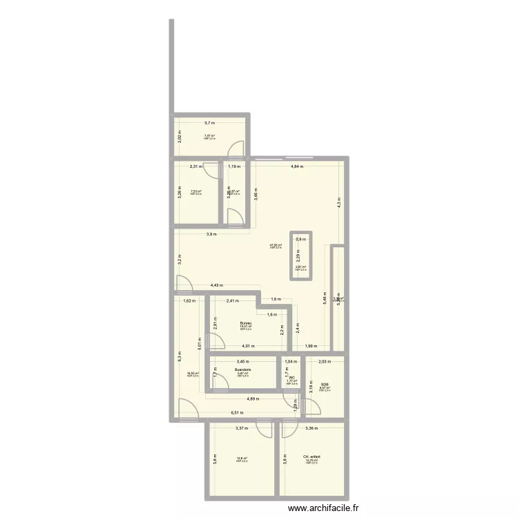nouveau. Plan de 13  et 141 m²