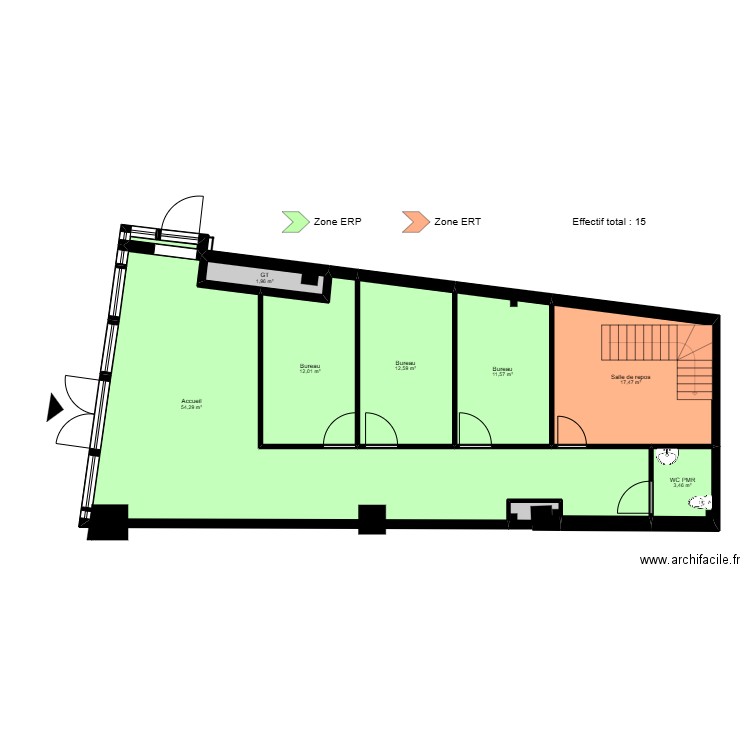 Anglet Maignon - ERP. Plan de 9 pièces et 114 m2