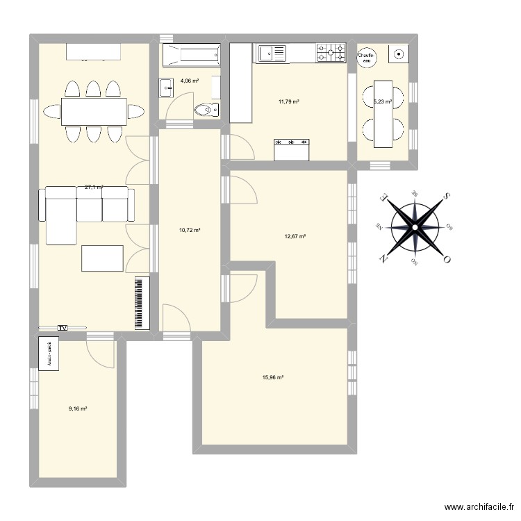 Appart ALLAN LUCIE. Plan de 8 pièces et 97 m2