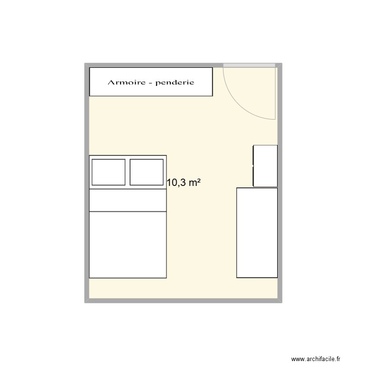 chambre Ni. Plan de 1 pièce et 10 m2