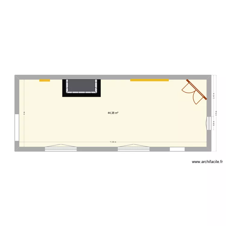 Salle &agrave; manger. Plan de 1  et 44 m²