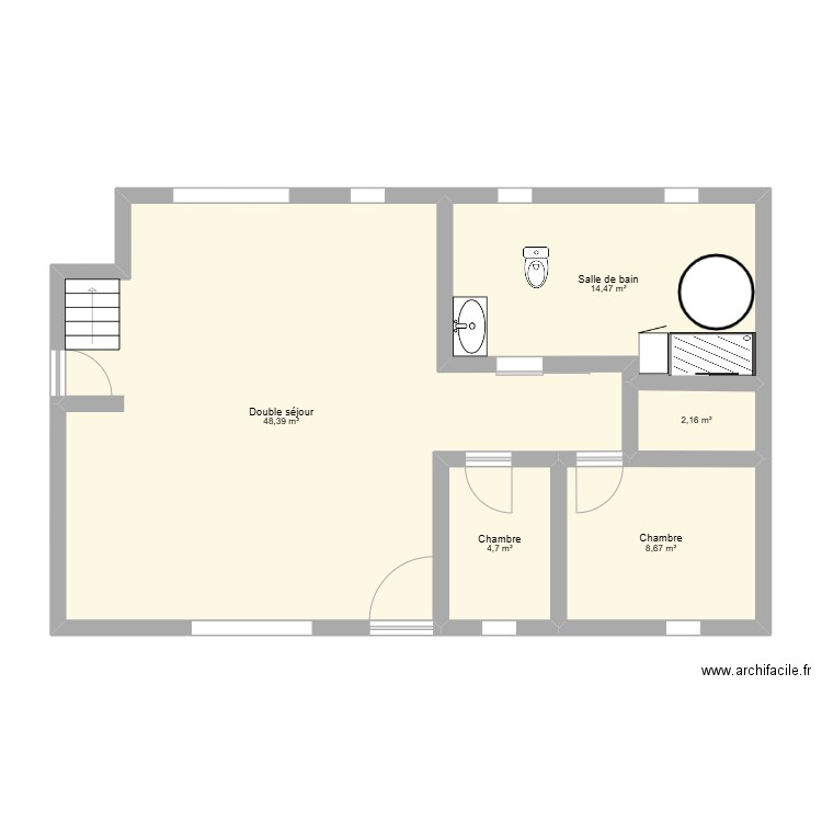 ERG786. Plan de 5 pièces et 78 m2