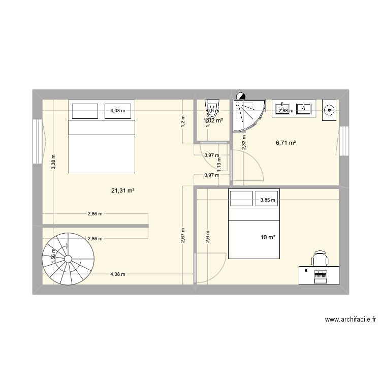 Arthur Hilsenheim 2 etage. Plan de 4 pièces et 39 m2