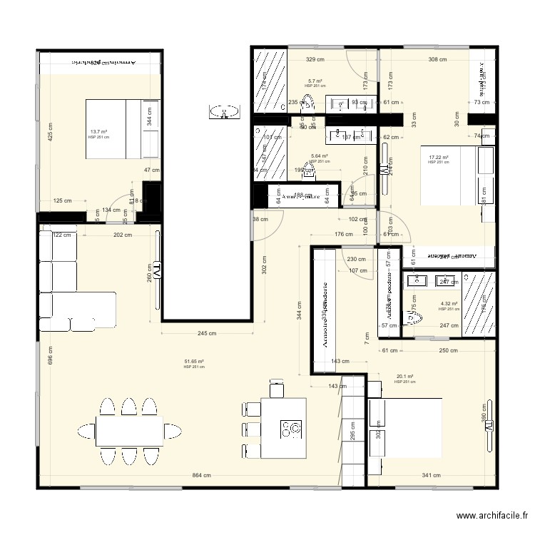 MONT ALBAN PROJET 2. Plan de 14 pièces et 120 m2