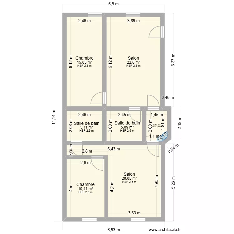 Lombardie - 1er gauche. Plan de 7 et 81 m² Lombardie - 1er gauche. Plan de 7 et 81 m²