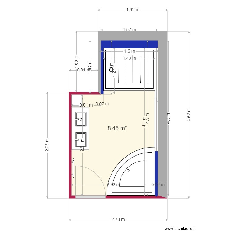 dalot 2. Plan de 1 pièce et 8 m2