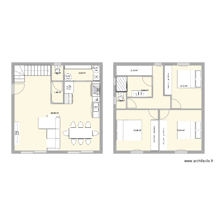 maison 6*7 etage. Plan de 10 pièces et 85 m2