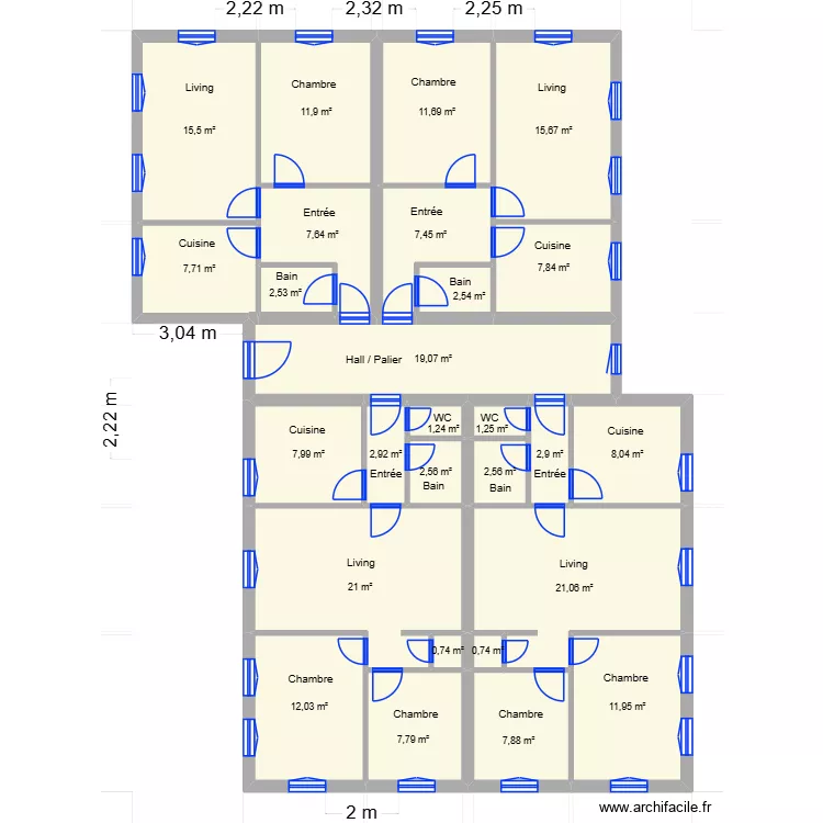 Appartements Saule 38. Plan de 27 Pièces et 222 m² Appartements Saule 38. Plan de 27 Pièces et 222 m²