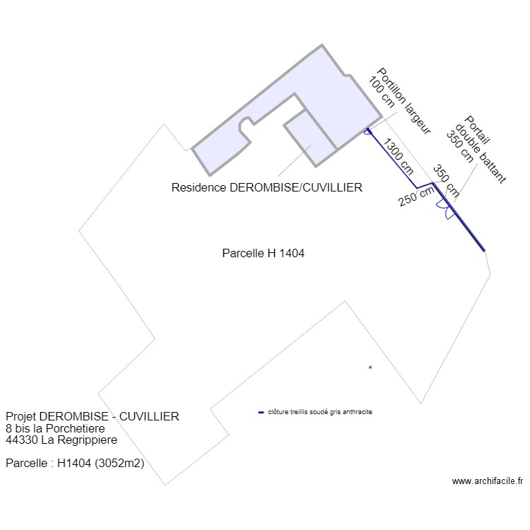 plan de masse clôture. Plan de 2 pièces et 295 m2