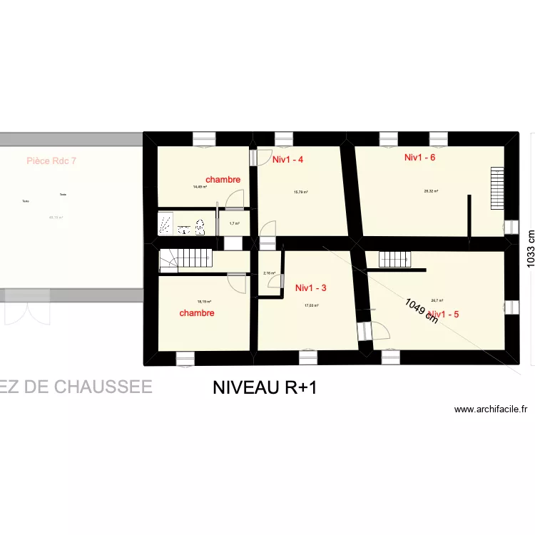 Maison GOUDARD V1 niveau 1. Plan de 
