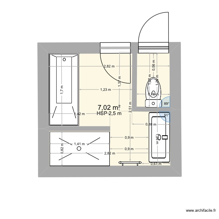 Deportemont salle de bain. Plan de 0 pièce et 0 m2