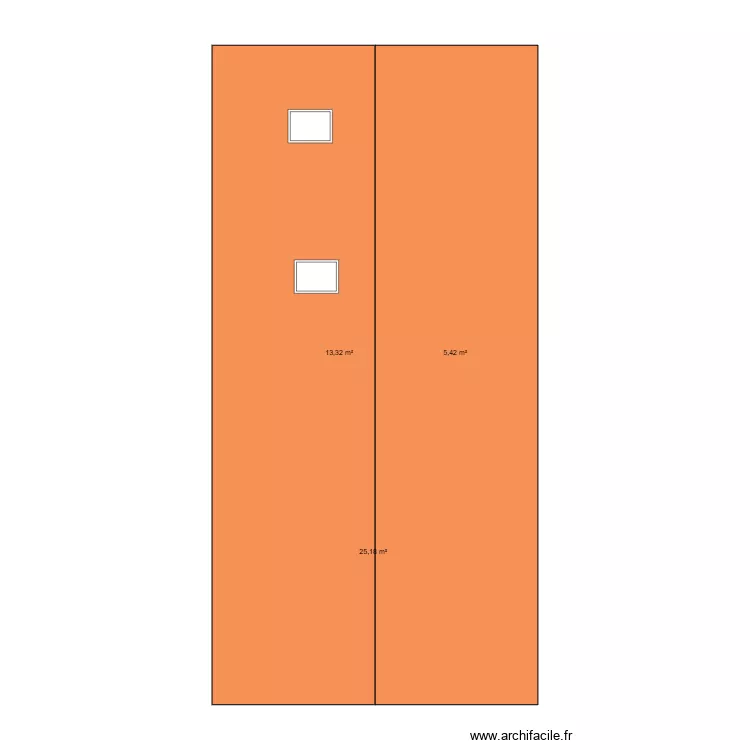 FAURE Toiture. Plan de 3 pièces et 44 m²