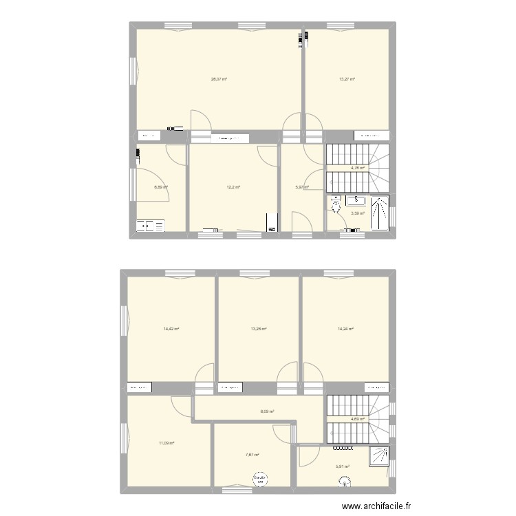 SMLV. Plan de 15 pièces et 150 m2