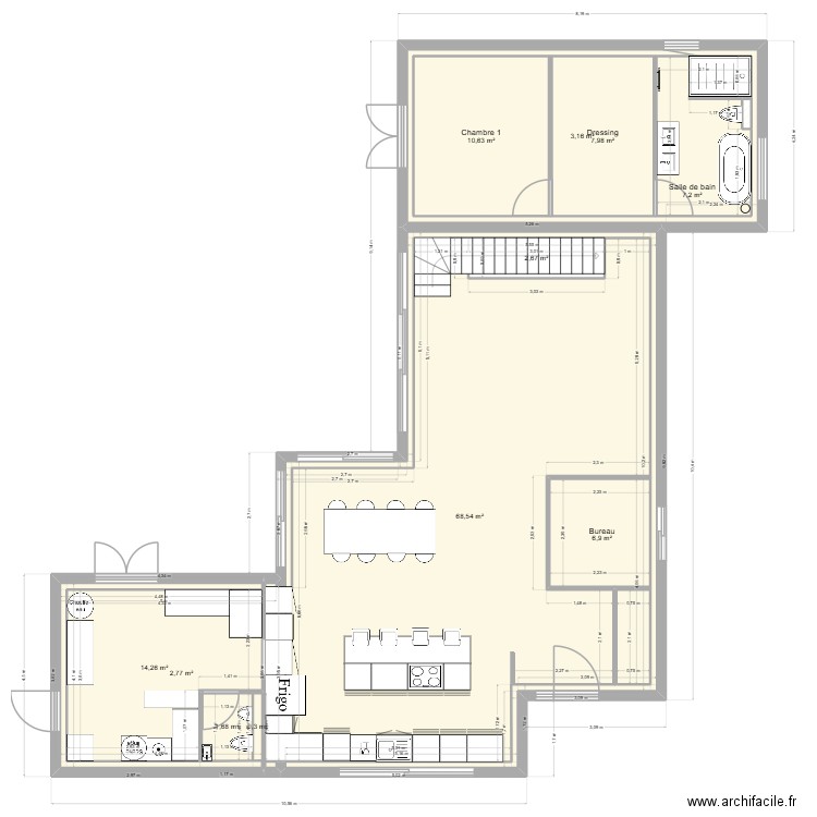 Plan RDC Etaules Plomberie Dalle. Plan de 13 pièces et 153 m2