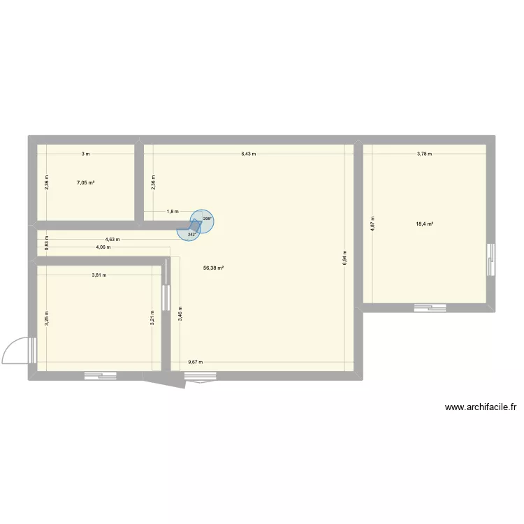 VARENGEVILLE. Plan de 3 pièces et 82 m²