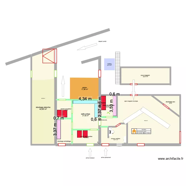 fromagerie preparation commande. Plan de 10 pièces et 240 m²