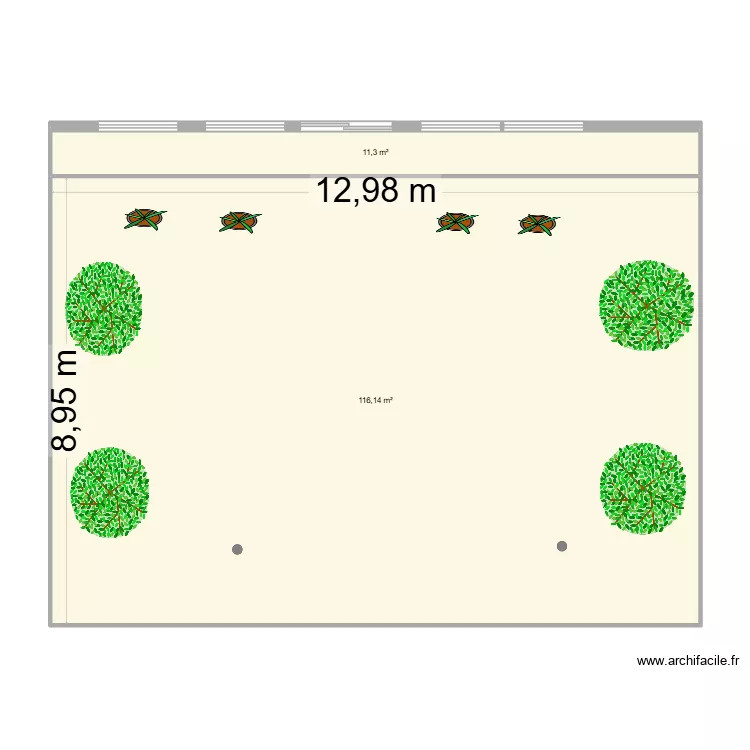 parvis mairie. Plan de 2 Pièces et 127 m²