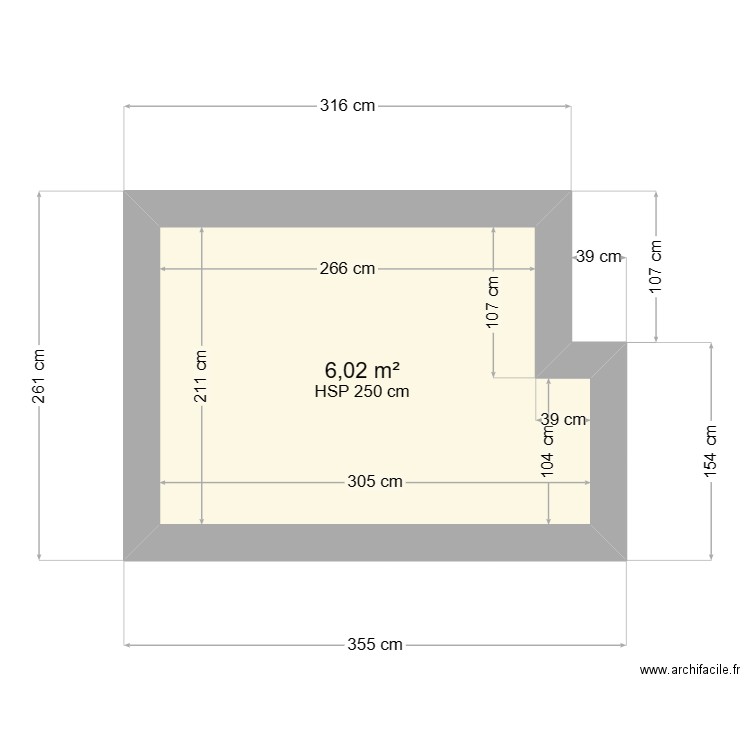 plan cuisine bureaux. Plan de 1 pièce et 6 m2